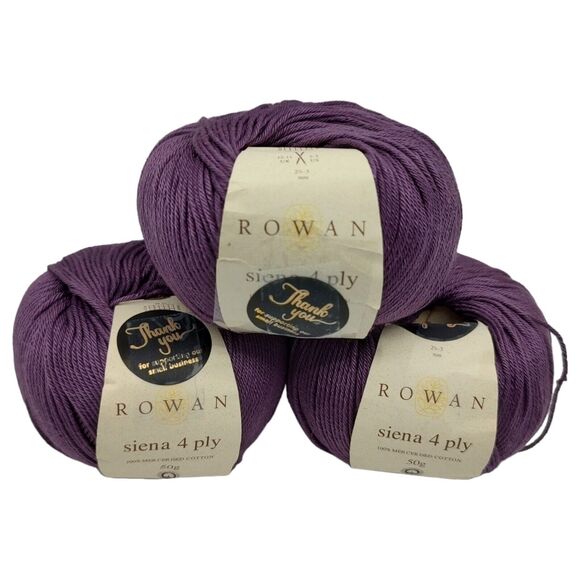 HTF Yarn 3 Skeins Rowan Siena 4-Ply 100% Mercerised Cotton Purple Lavender #670 - Picture 2 of 7